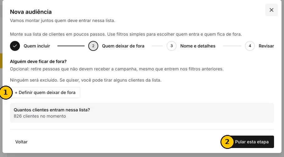 Passo Quem deixar de fora sem exclusões